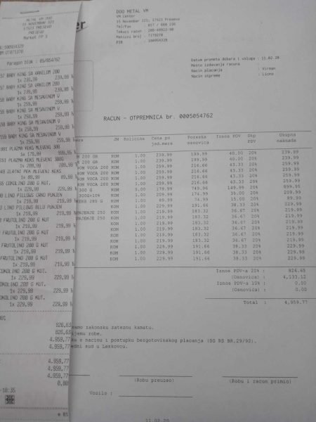 Namirnice za Nemanju Apostolović 2