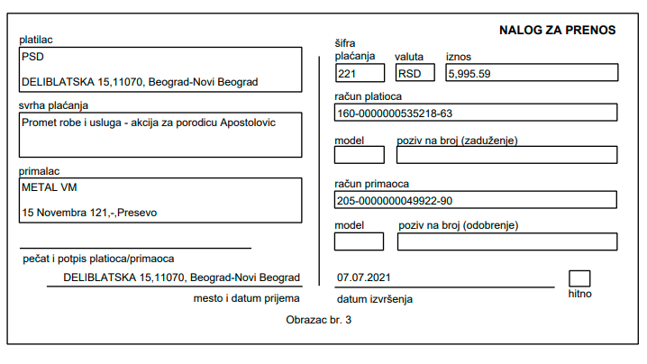 Donacija namirnica za porodicu Apostolović 2 Donacija namirnica za porodicu Apostolović 2