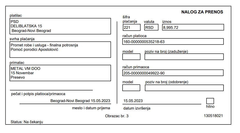 Kupovina namirnica za Nemanju Apostolovića 5