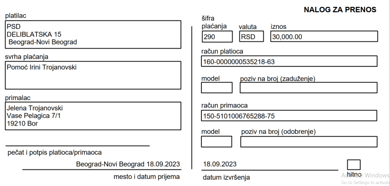 JKP "Naissus" Niš je doniralo 30. 000 rsd za Irinino lečenje 3