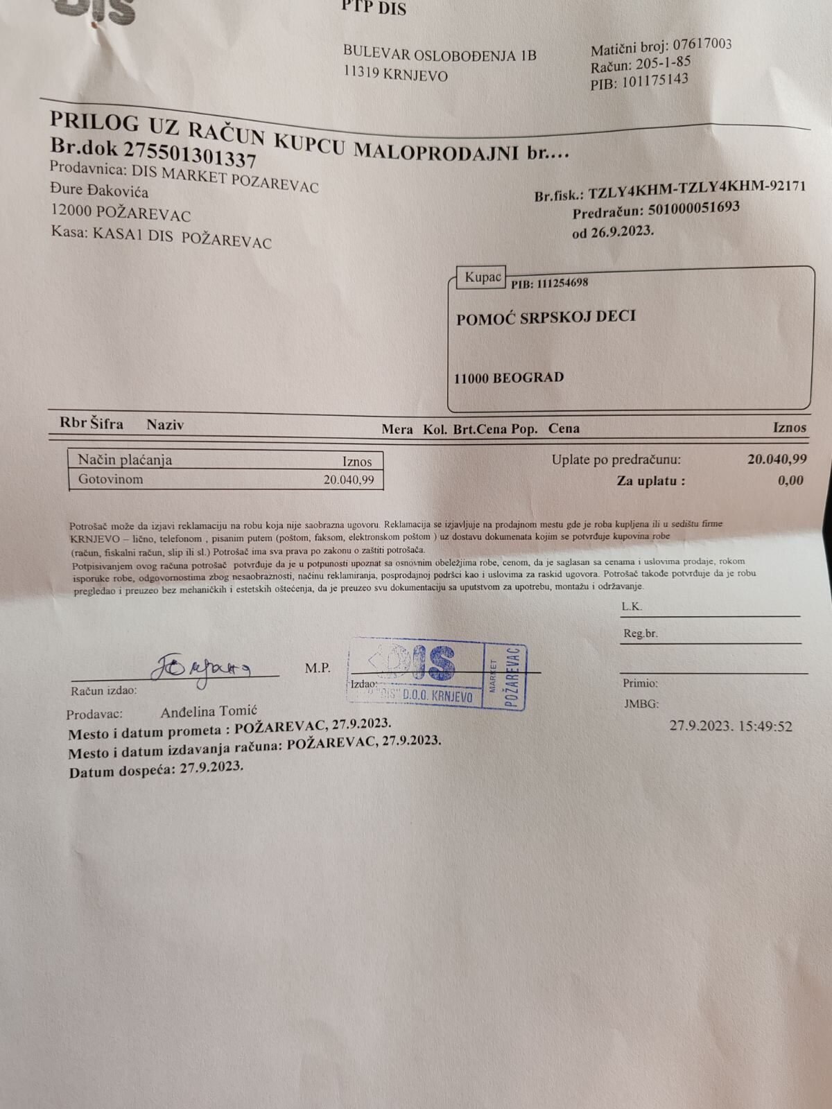 Kupovina namirnica porodici Trifunović 6