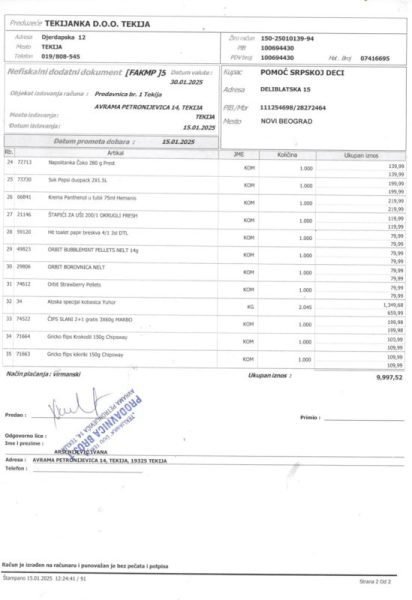 Kupovina namirnica porodici Živanović /firma 3AP/ 4
