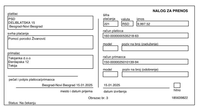 Kupovina namirnica porodici Živanović /firma 3AP/ 5